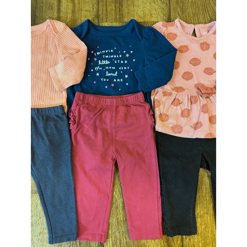 Baby Girl Outfits 6/9 9 Months Long Sleeved Bodysuits Shirts Pants Clothes Lot - Picture 3 of 11